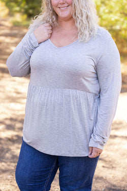 Long Sleeve Sarah Ruffle - Light Grey