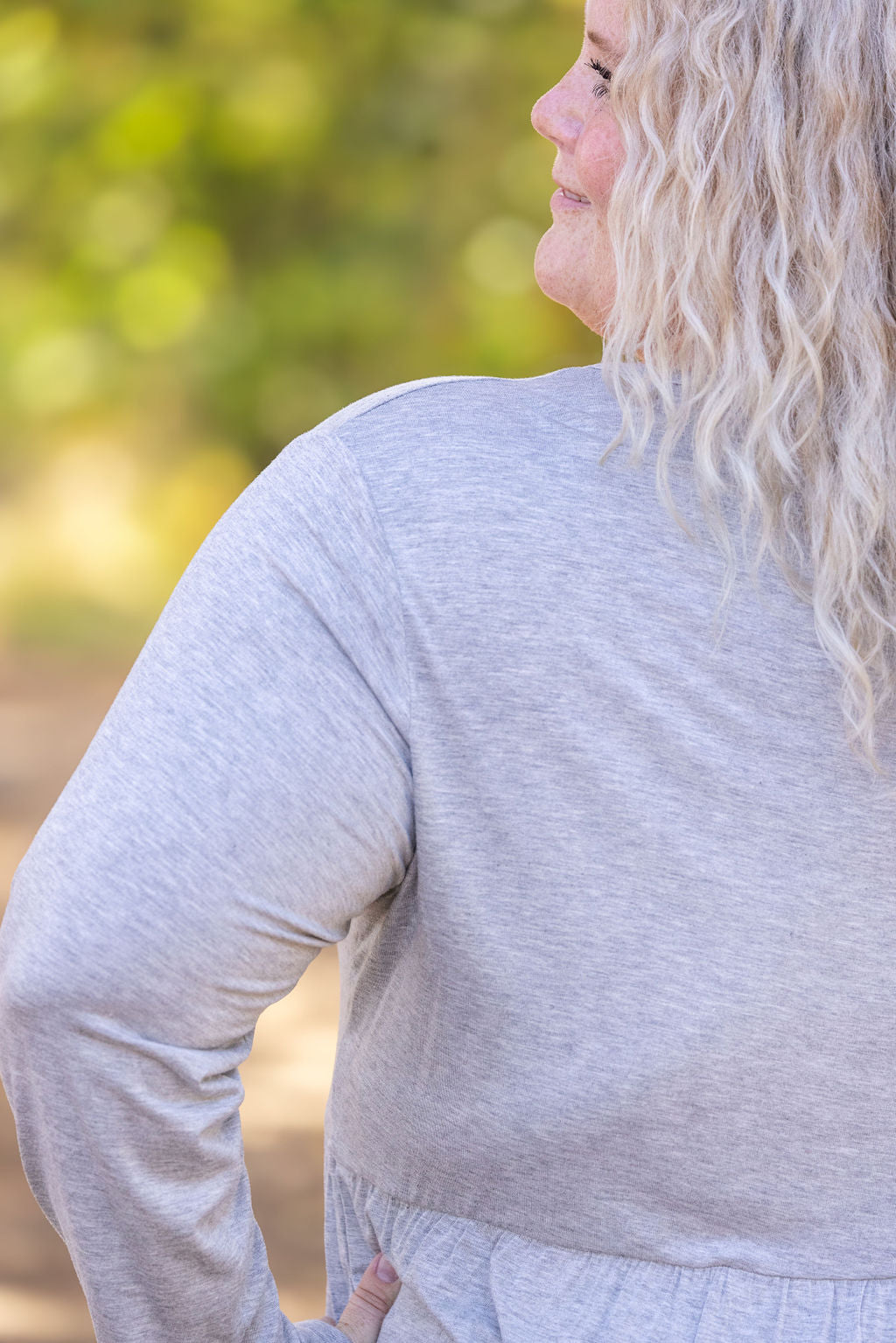 Long Sleeve Sarah Ruffle - Light Grey