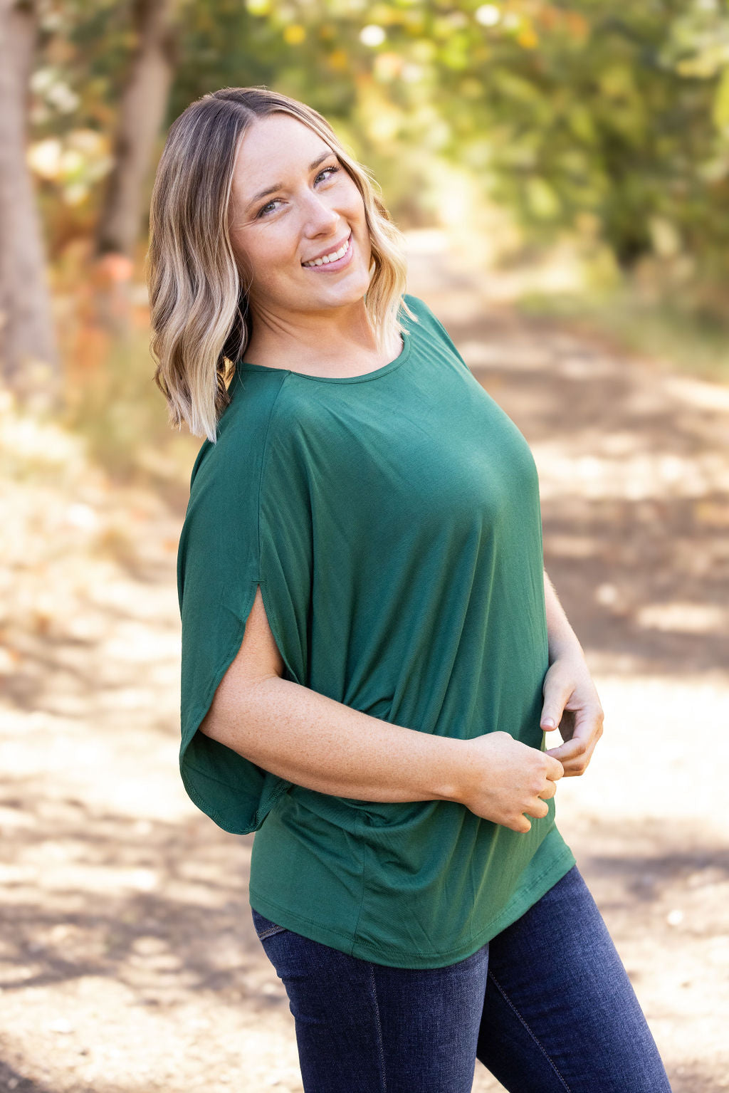 Darcy Dolman Top - Forest Green | Women's Flowy Top