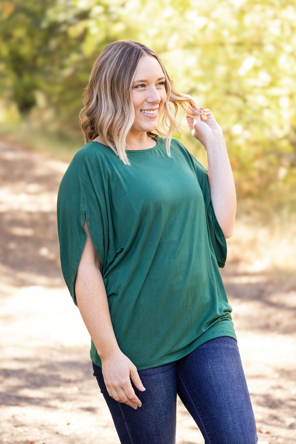 Darcy Dolman Top - Forest Green | Women's Flowy Top