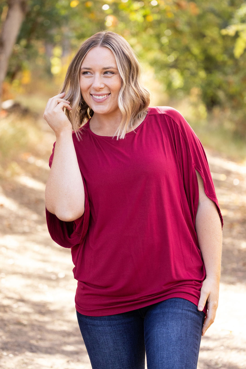 Darcy Dolman Top - Burgundy | Women's Flowy Top