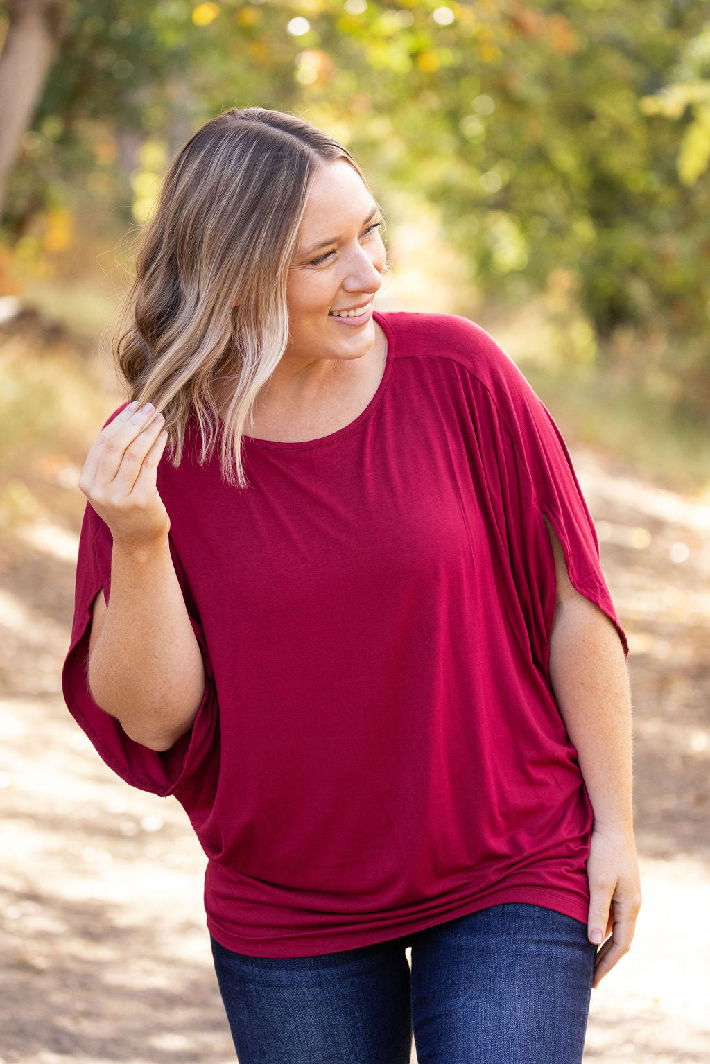 Darcy Dolman Top - Burgundy | Women's Flowy Top