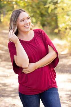 Darcy Dolman Top - Burgundy | Women's Flowy Top