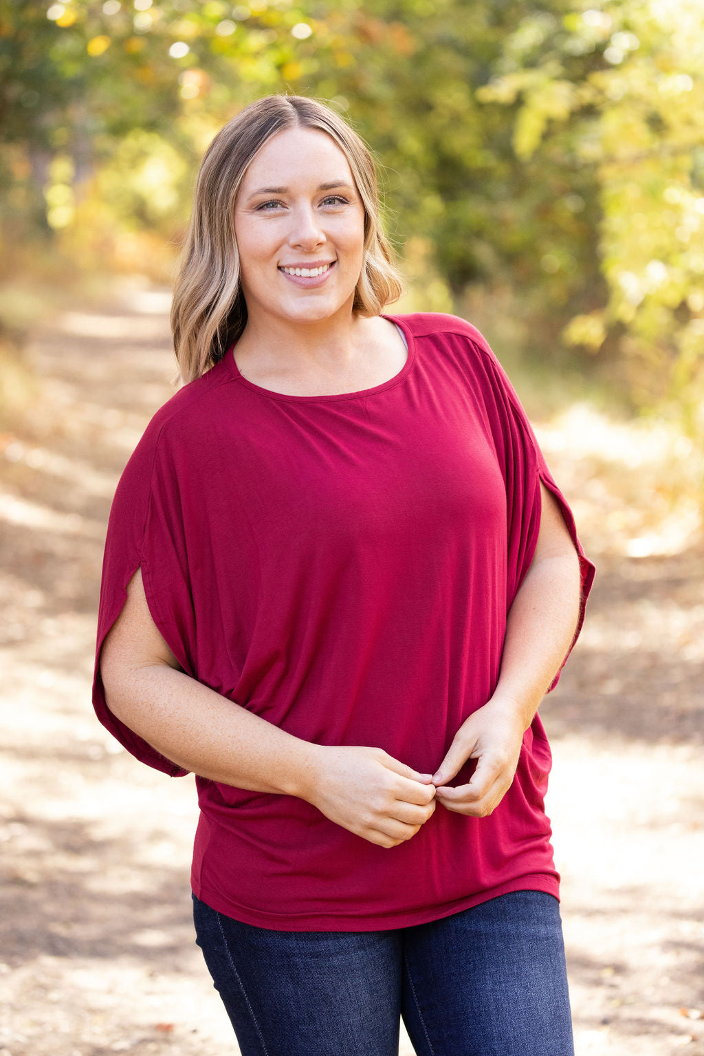 Darcy Dolman Top - Burgundy | Women's Flowy Top