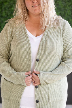 Colbie Ribbed Cardigan - Pistachio