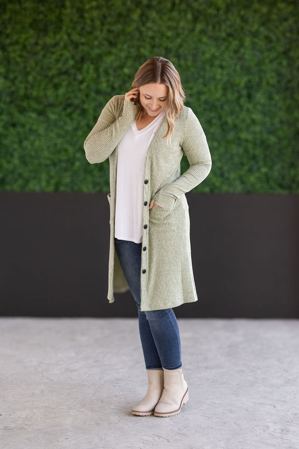 Colbie Ribbed Cardigan - Pistachio