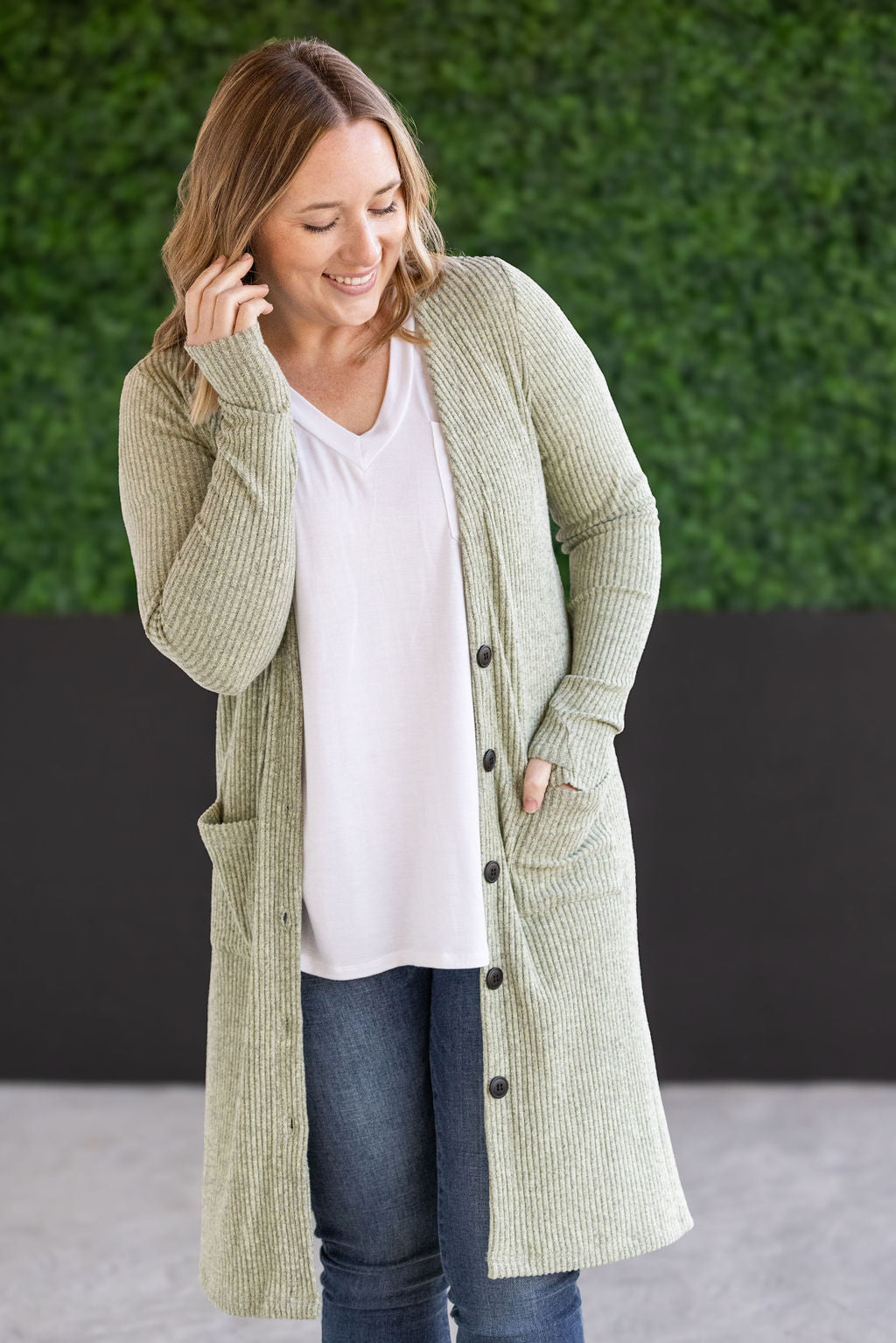 Colbie Ribbed Cardigan - Pistachio