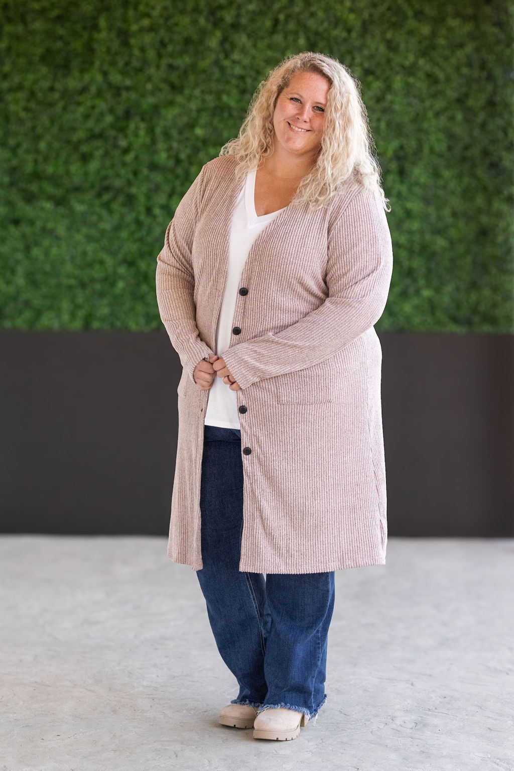 Colbie Ribbed Cardigan - Neutral Pink