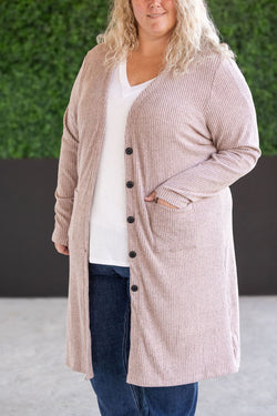 Colbie Ribbed Cardigan - Neutral Pink