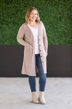 Colbie Ribbed Cardigan - Neutral Pink