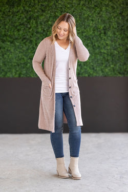 Colbie Ribbed Cardigan - Neutral Pink