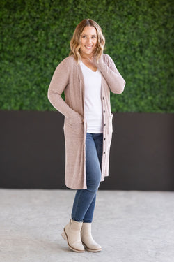 Colbie Ribbed Cardigan - Neutral Pink