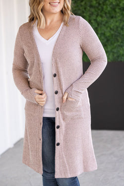 Colbie Ribbed Cardigan - Neutral Pink