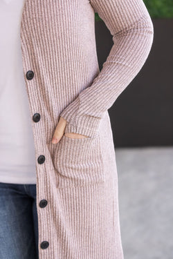 Colbie Ribbed Cardigan - Neutral Pink