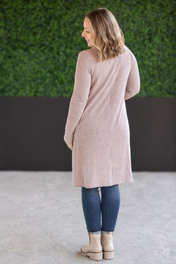 Colbie Ribbed Cardigan - Neutral Pink