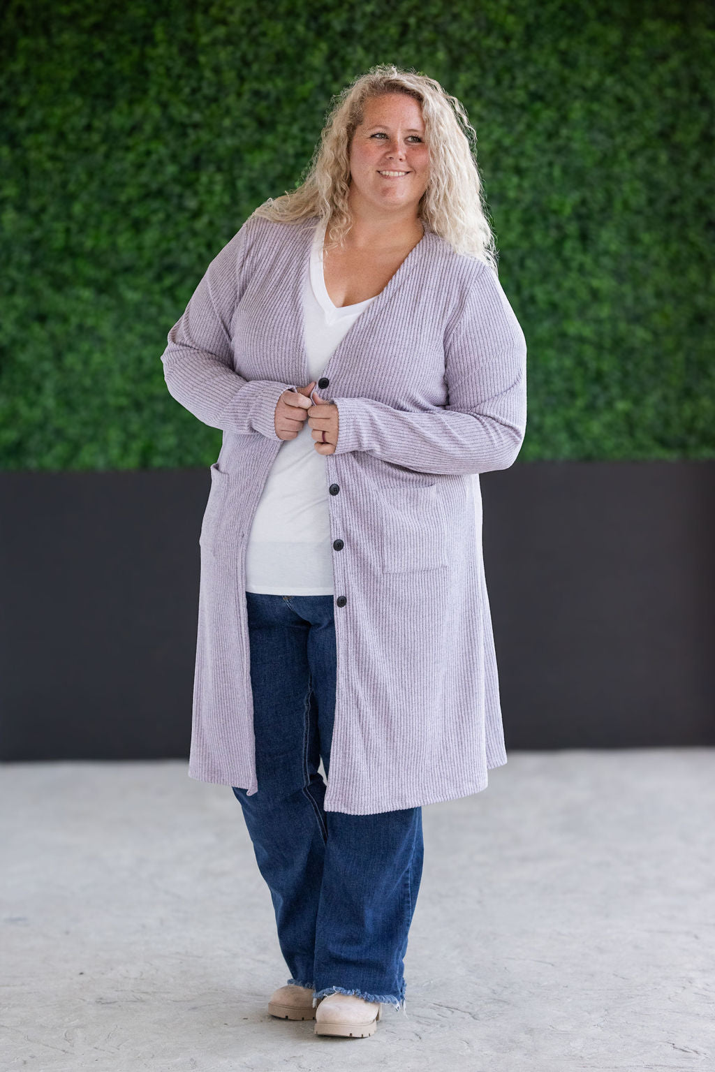 Colbie Ribbed Cardigan - Lavender