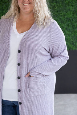 Colbie Ribbed Cardigan - Lavender