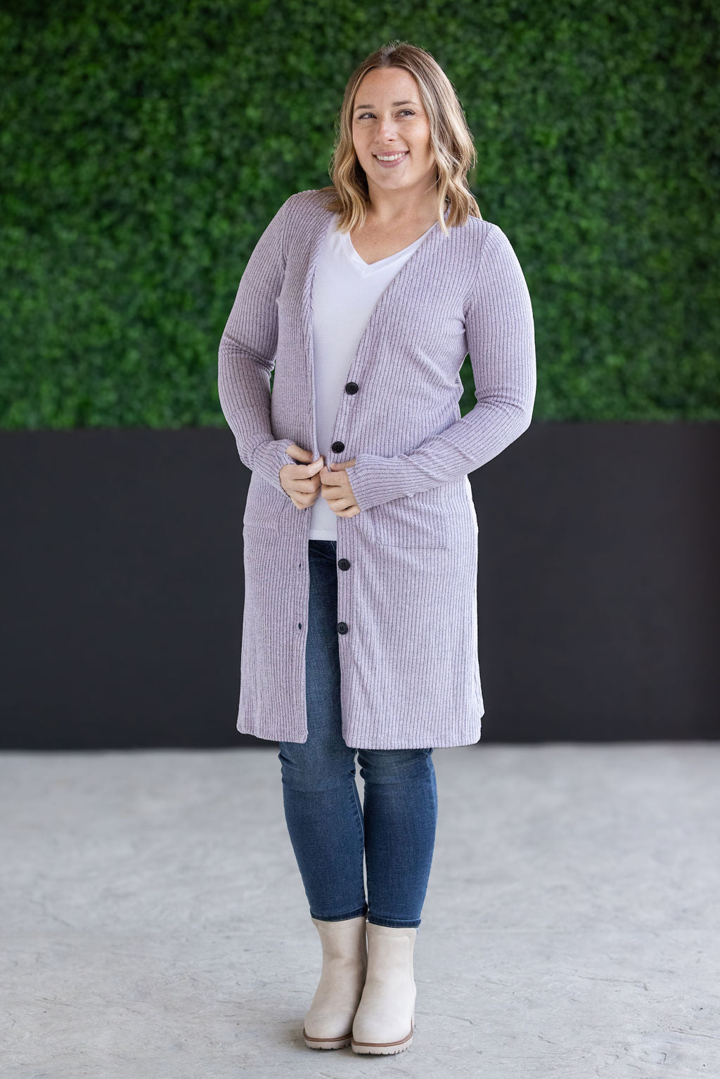 Colbie Ribbed Cardigan - Lavender