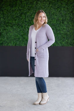 Colbie Ribbed Cardigan - Lavender