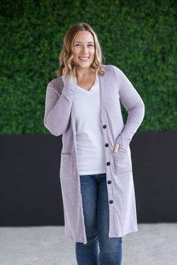 Colbie Ribbed Cardigan - Lavender