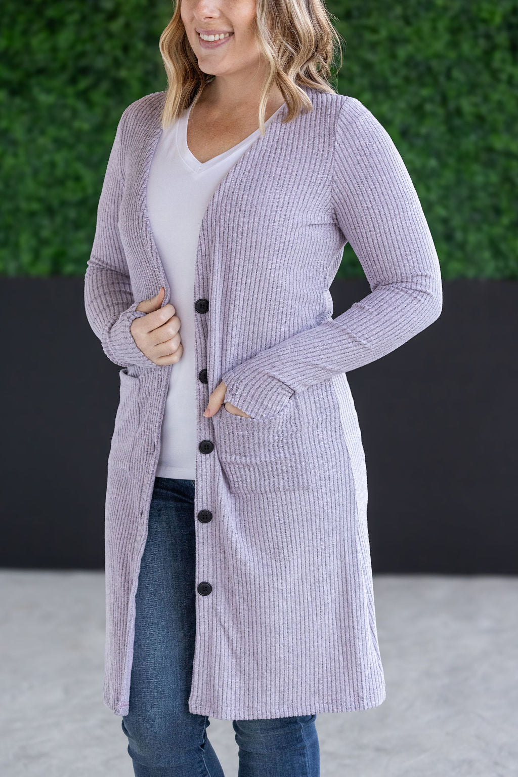 Colbie Ribbed Cardigan - Lavender