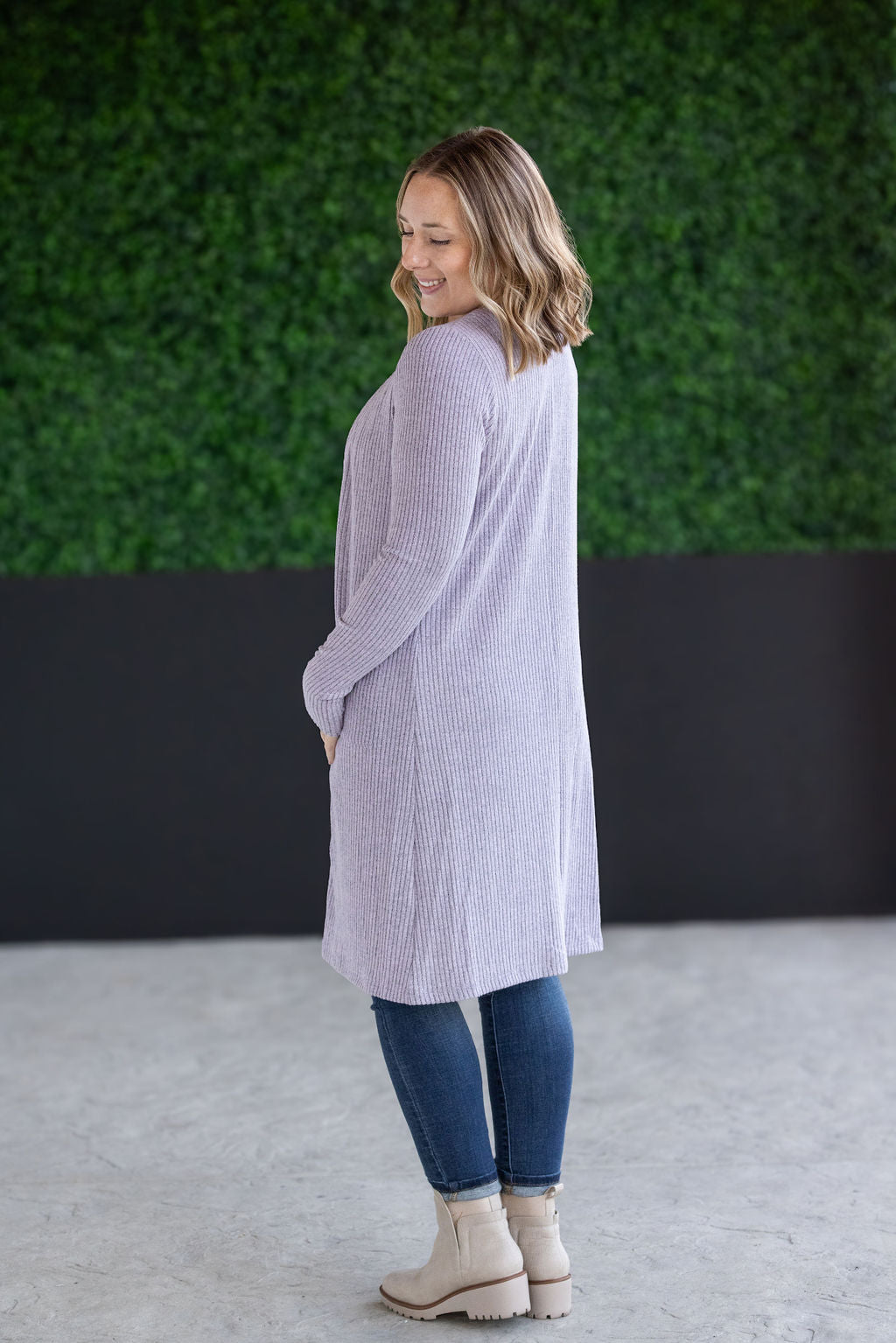 Colbie Ribbed Cardigan - Lavender