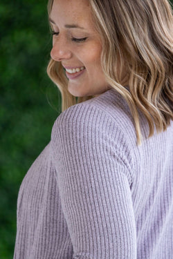 Colbie Ribbed Cardigan - Lavender