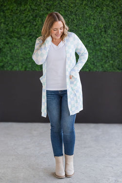 Classic Cardigan - Blue and Mint Checker MM EXCLUSIVE