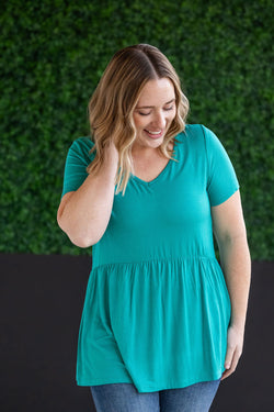 Sarah Ruffle Short Sleeve - Teal