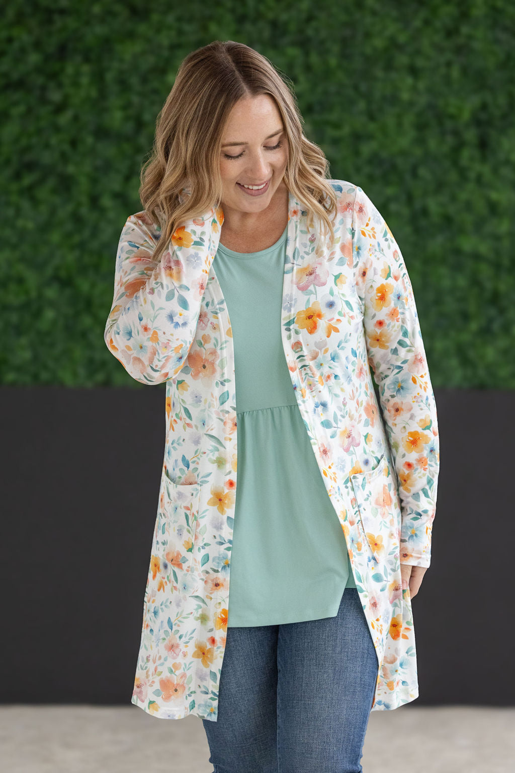 Classic Cardigan - Watercolor Floral