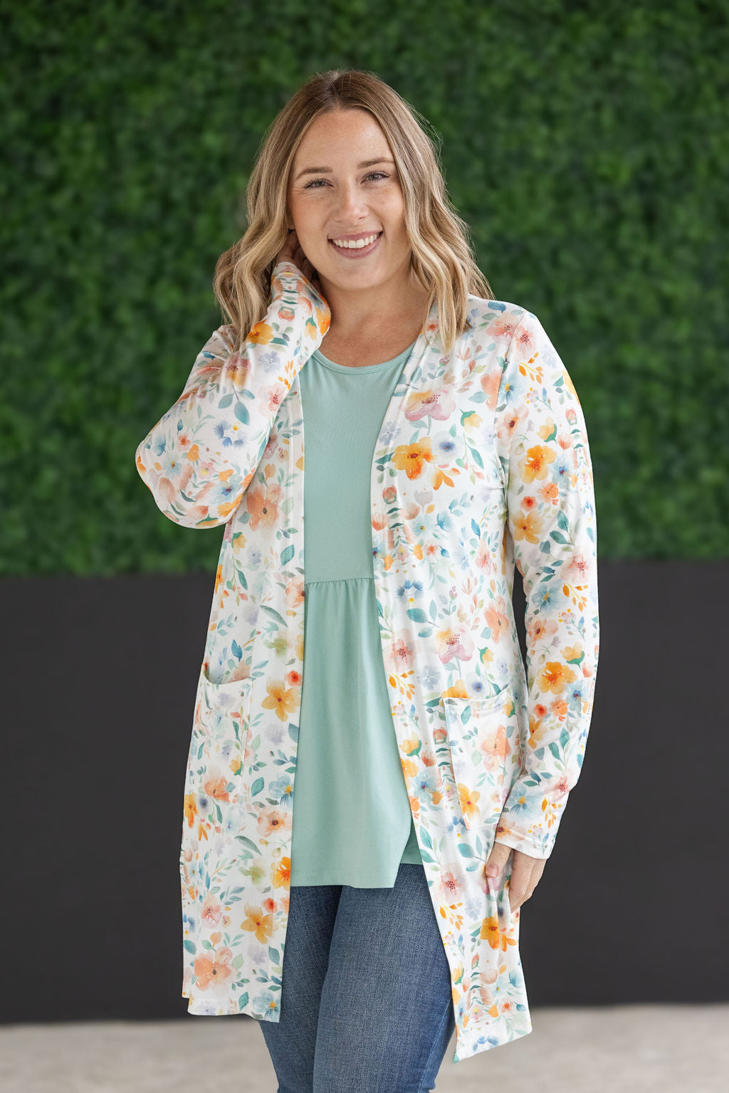 Classic Cardigan - Watercolor Floral