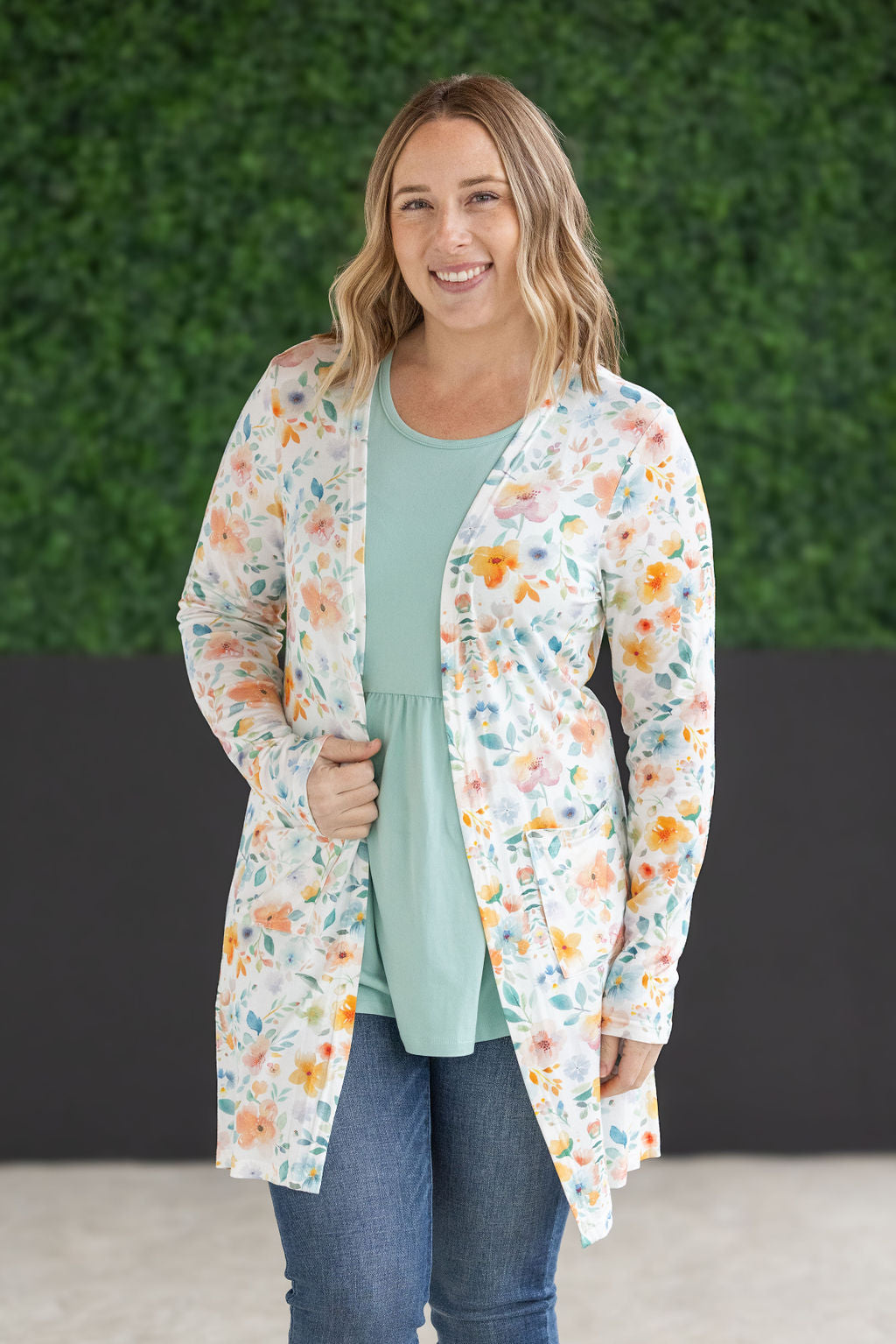 Classic Cardigan - Watercolor Floral