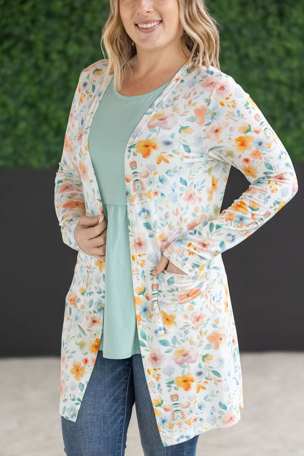 Classic Cardigan - Watercolor Floral