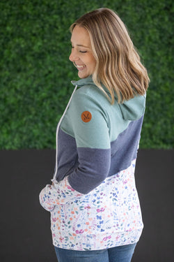 Colorblock Fullzip - Sage, Navy, Floral Paradise