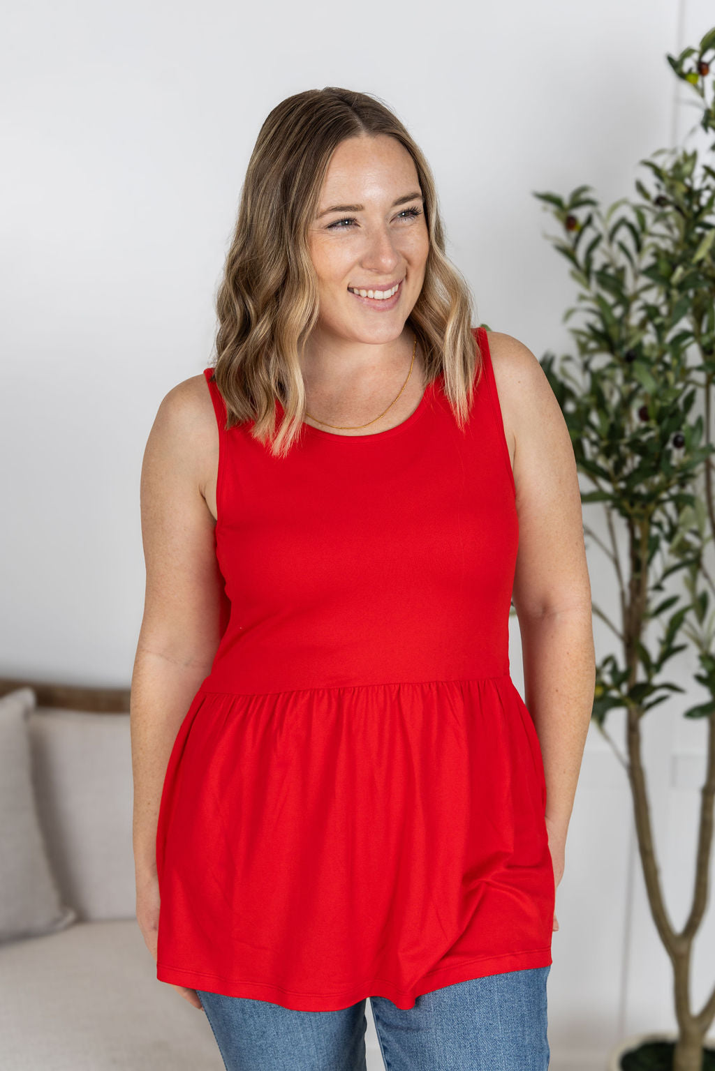 Ruffle Tank - Red | Women's Sleeveless Top