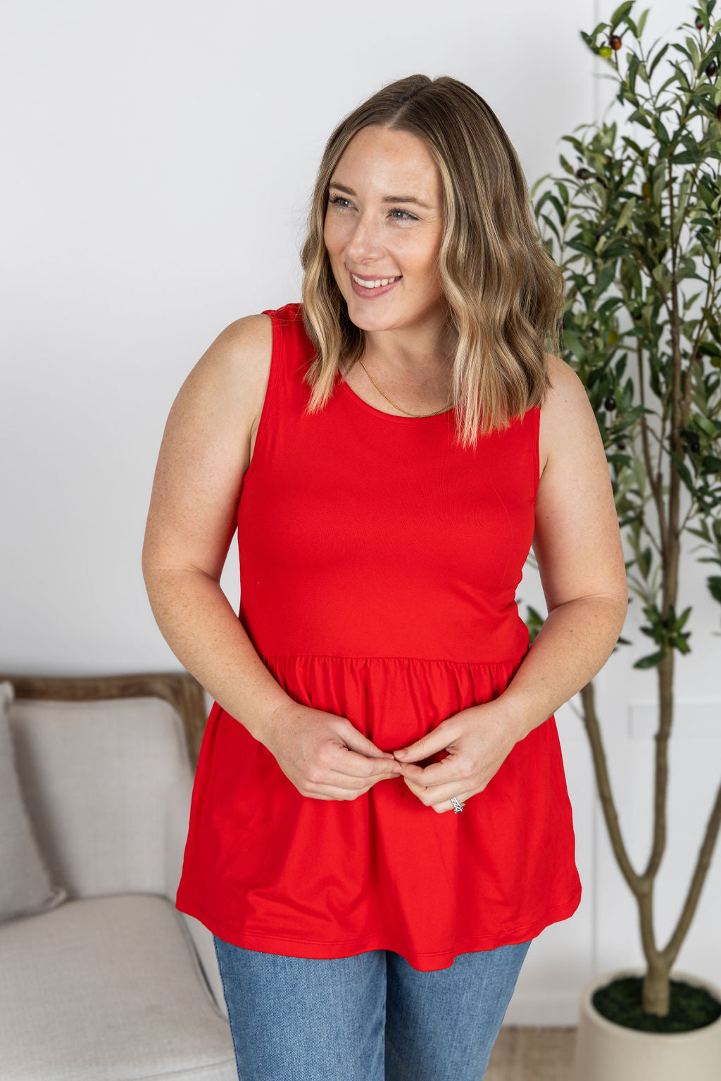 Ruffle Tank - Red | Women's Sleeveless Top