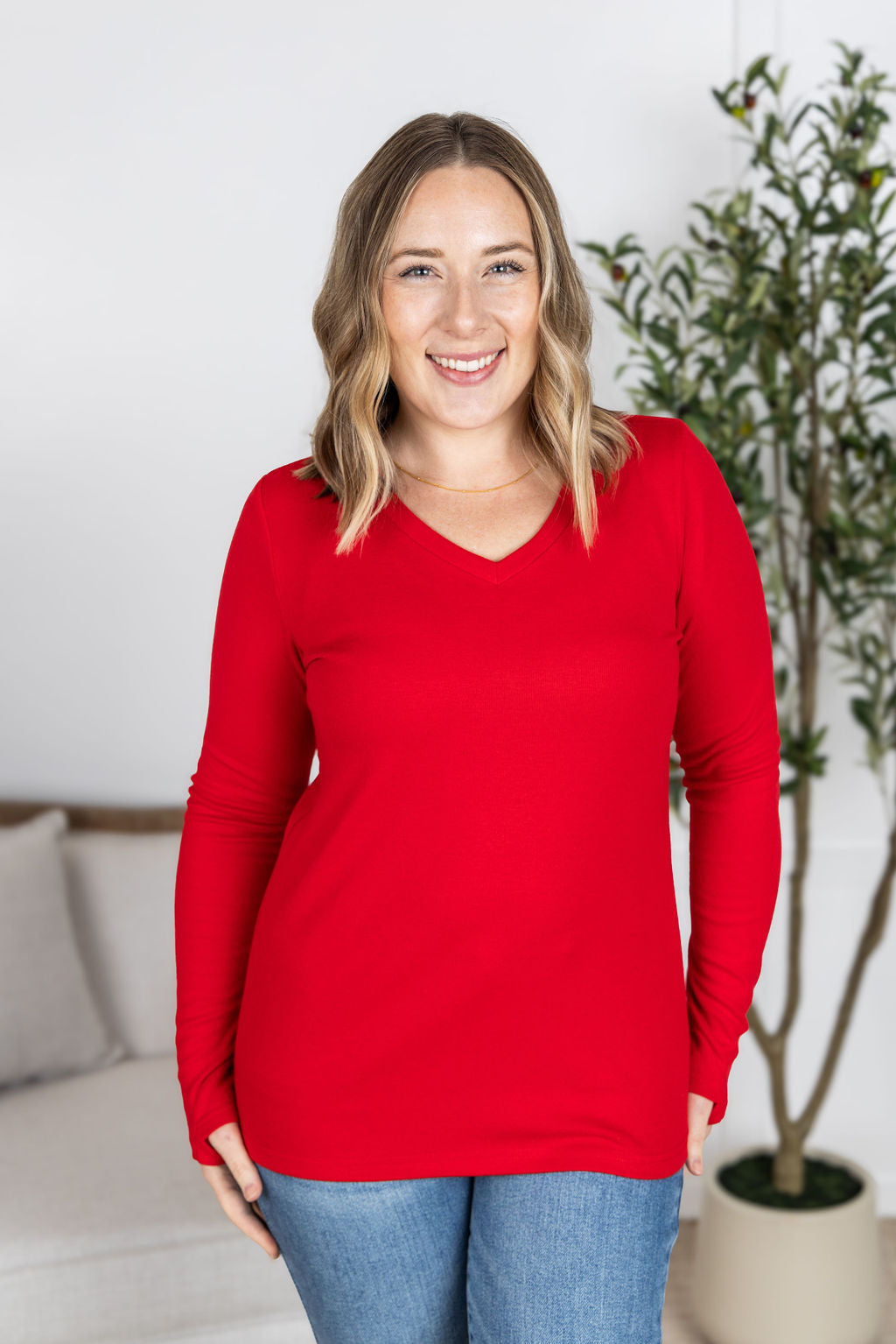 Leah Long Sleeve Top - Red