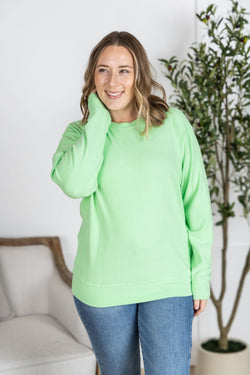 Corrine Ribbed Pullover Top - Lime