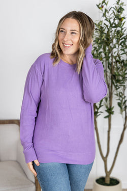 Corrine Ribbed Pullover Top - Purple