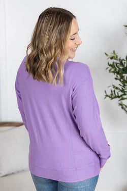 Corrine Ribbed Pullover Top - Purple