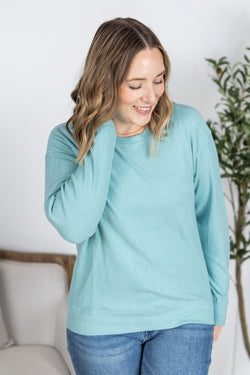 Corrine Ribbed Pullover Top - Dusty Blue