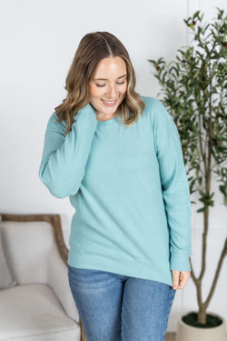 Corrine Ribbed Pullover Top - Dusty Blue