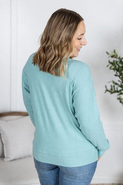 Corrine Ribbed Pullover Top - Dusty Blue