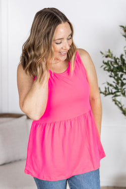 Renee Ruffle Tank - Neon Pink