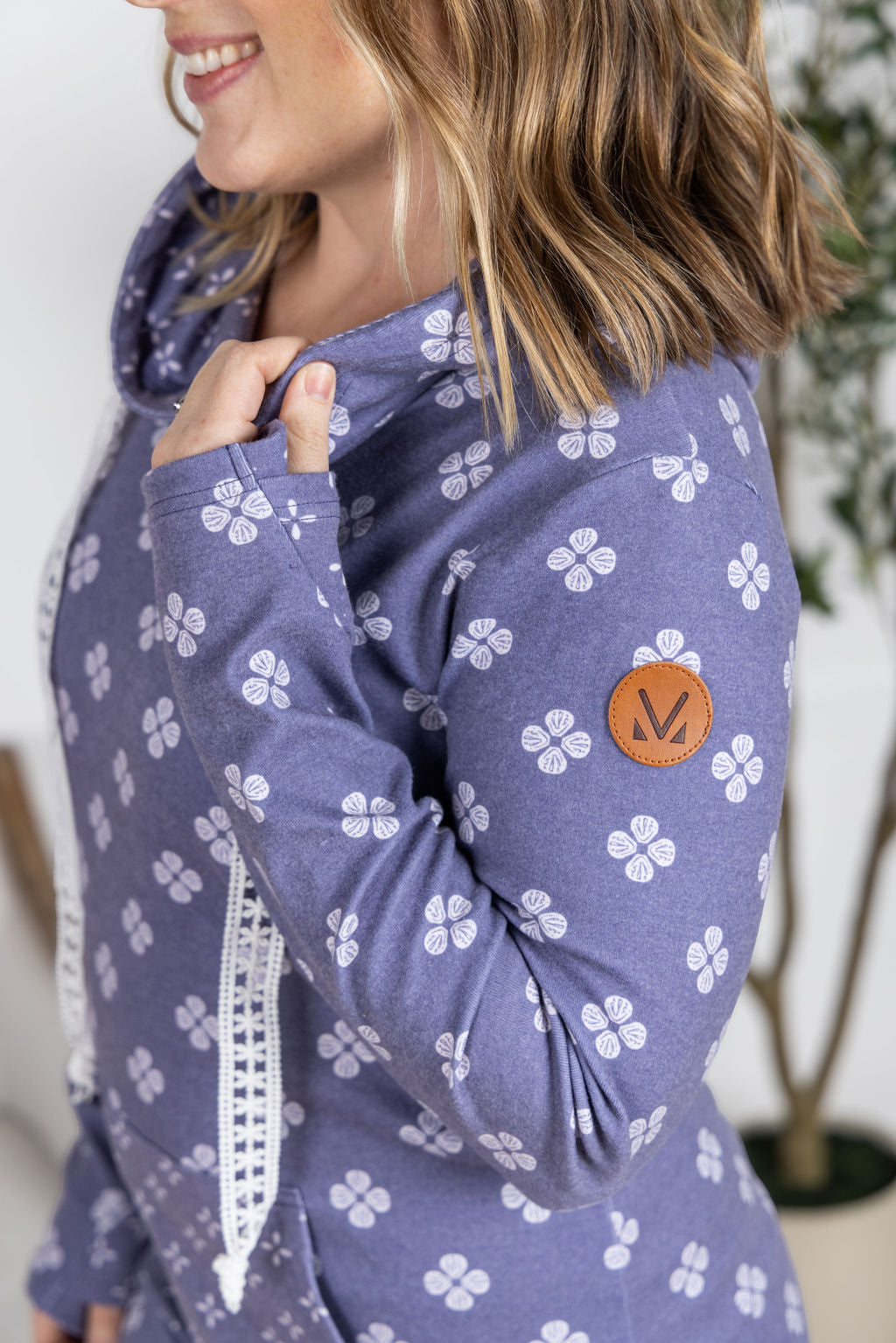 Hailey Pullover Hoodie - Slate Purple Floral