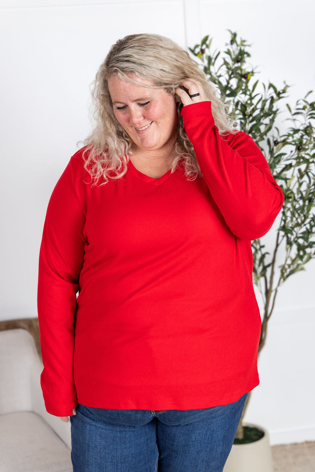 Leah Long Sleeve Top - Red