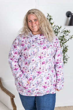 Ashley Hoodie - Pink and Periwinkle Abstract Floral