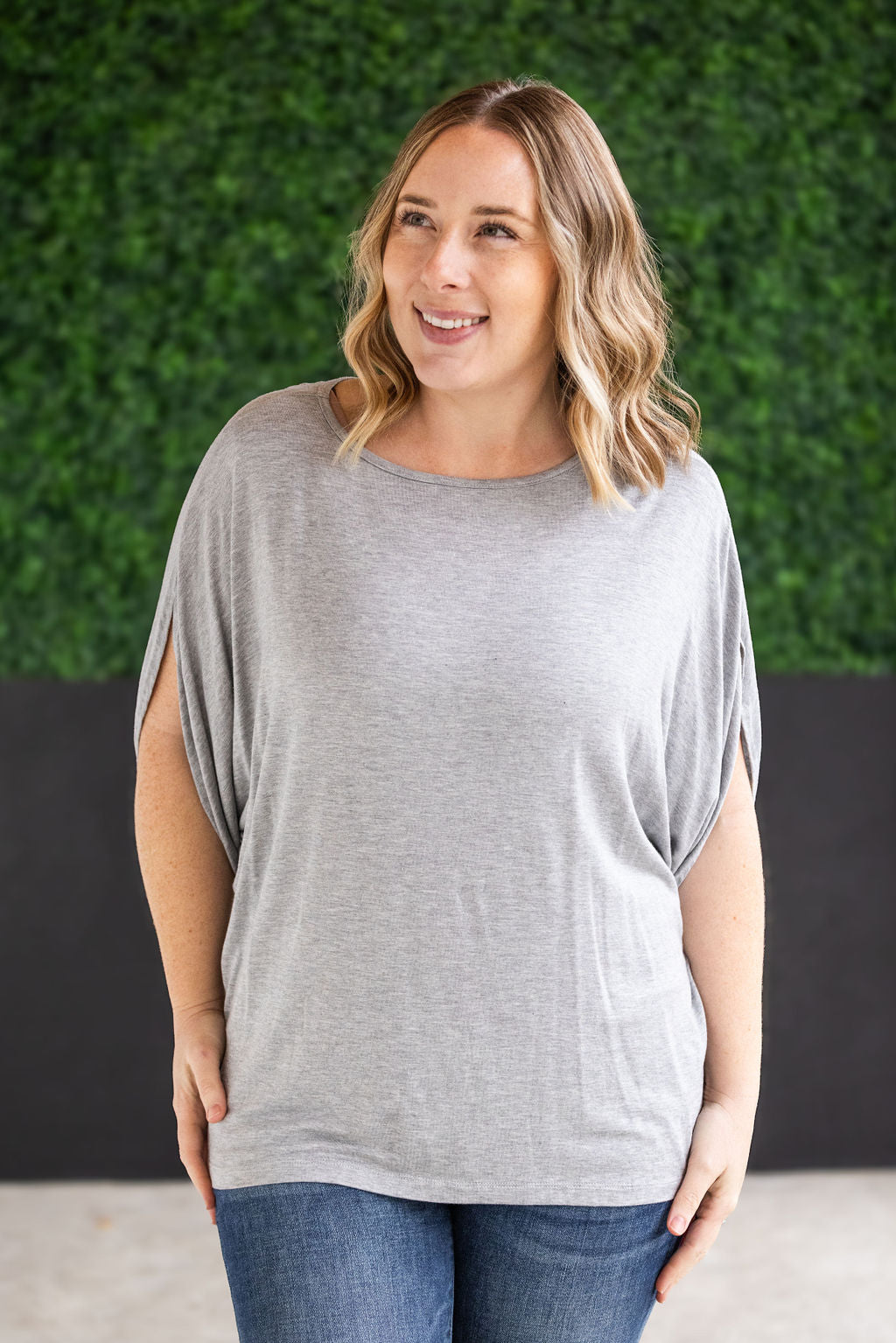 Darcy Dolman Top - Light Grey