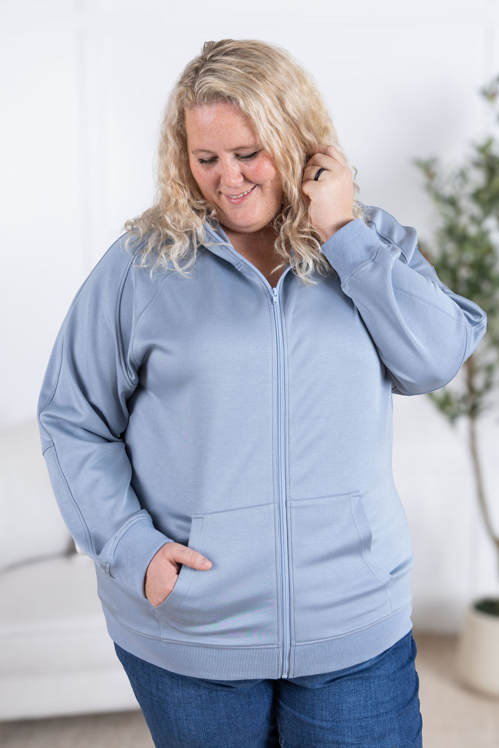 Scuba FullZip Hoodie - Dusty Blue