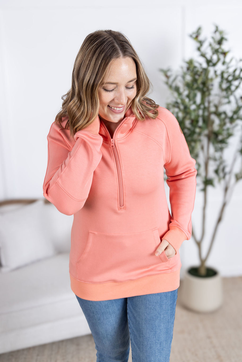 Scuba HalfZip Hoodie - Coral